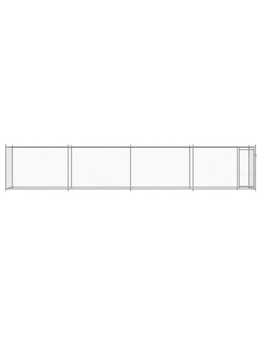 Suņu būris ar durvīm, pelēks, 8x2x1,5 m, cinkots tērauds
