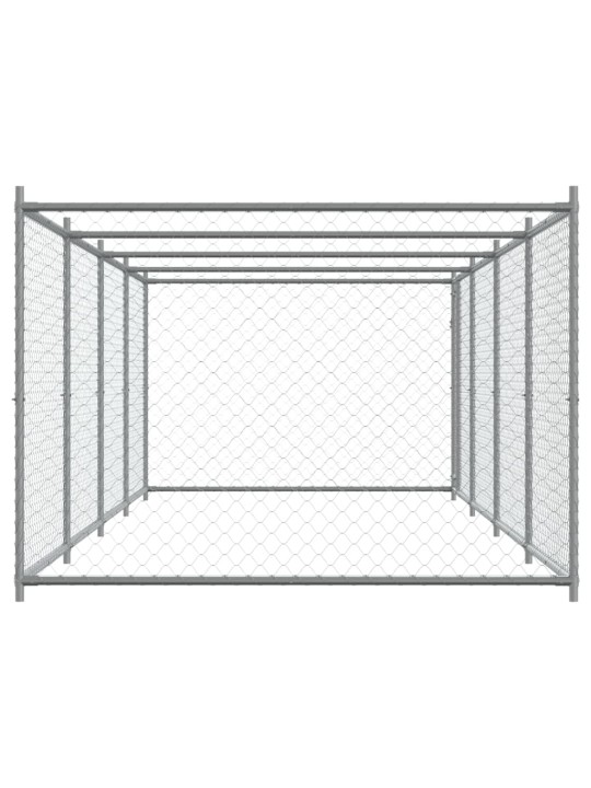 Suņu būris ar durvīm, pelēks, 8x2x1,5 m, cinkots tērauds