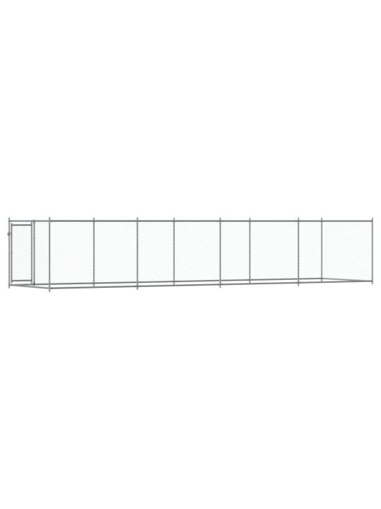 Suņu būris ar durvīm, pelēks, 8x2x1,5 m, cinkots tērauds