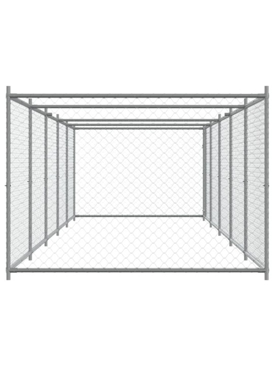 Suņu būris ar durvīm, pelēks, 10x2x1,5 m, cinkots tērauds