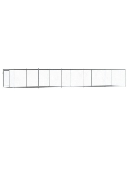 Suņu būris ar durvīm, pelēks, 10x2x1,5 m, cinkots tērauds