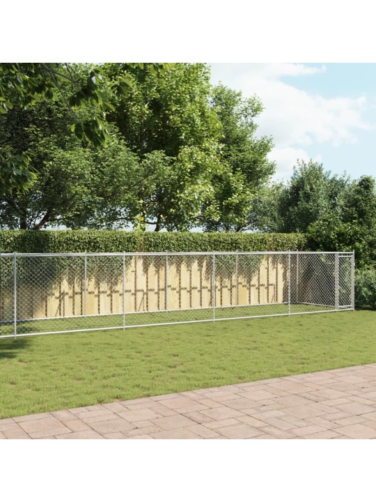 Suņu būris ar durvīm, pelēks, 12x2x1,5 m, cinkots tērauds