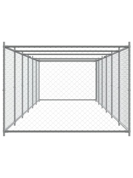 Suņu būris ar durvīm, pelēks, 12x2x1,5 m, cinkots tērauds