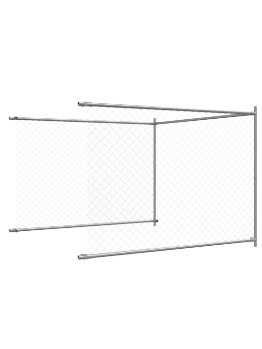 Suņu būris ar durvīm, pelēks, 12x2x1,5 m, cinkots tērauds