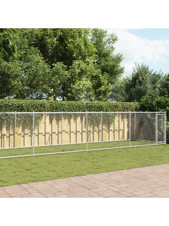 Suņu būris ar durvīm, pelēks, 12x2x1,5 m, cinkots tērauds