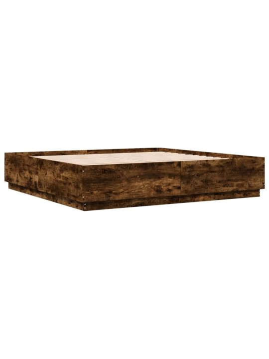 Gultas rāmis ar led, ozola, 200x200 cm, inženierijas koks