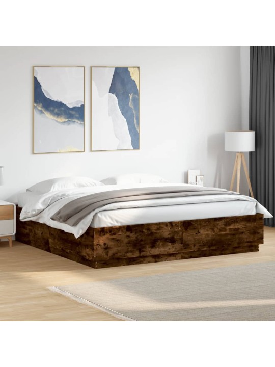Gultas rāmis ar led, ozola, 200x200 cm, inženierijas koks