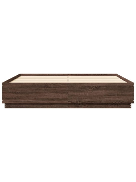 Gultas rāmis ar led, brūna ozola, 200x200 cm, inženierijas koks
