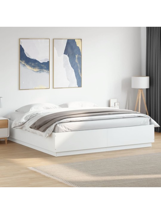 Gultas rāmis ar led, 180x200 cm, inženierijas koks, balts