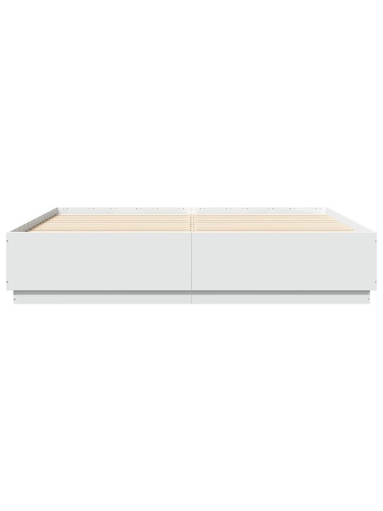 Gultas rāmis ar led, 180x200 cm, inženierijas koks, balts
