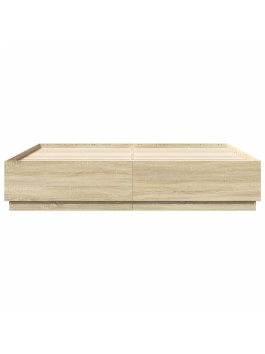 Gultas rāmis ar LED, ozola, 180x200 cm, inženierijas koks