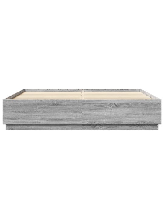 Gultas rāmis ar LED, pelēka ozola, 180x200cm, inženierijas koks