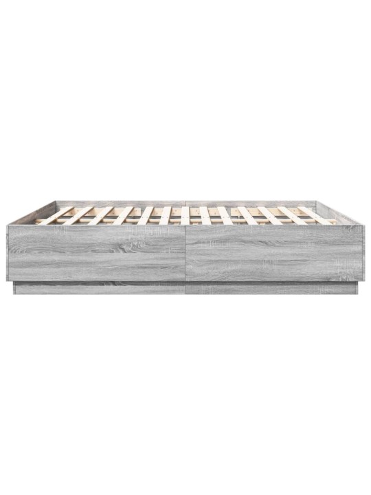 Gultas rāmis ar LED, pelēka ozola, 180x200cm, inženierijas koks