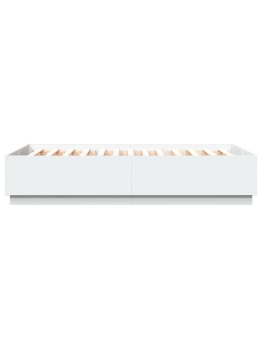 Gultas rāmis ar LED, balts, 160x200 cm, inženierijas koks