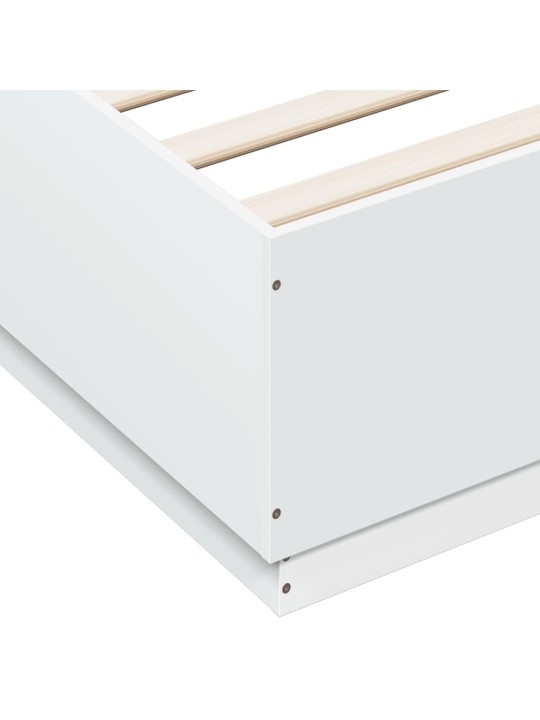 Gultas rāmis ar LED, balts, 160x200 cm, inženierijas koks