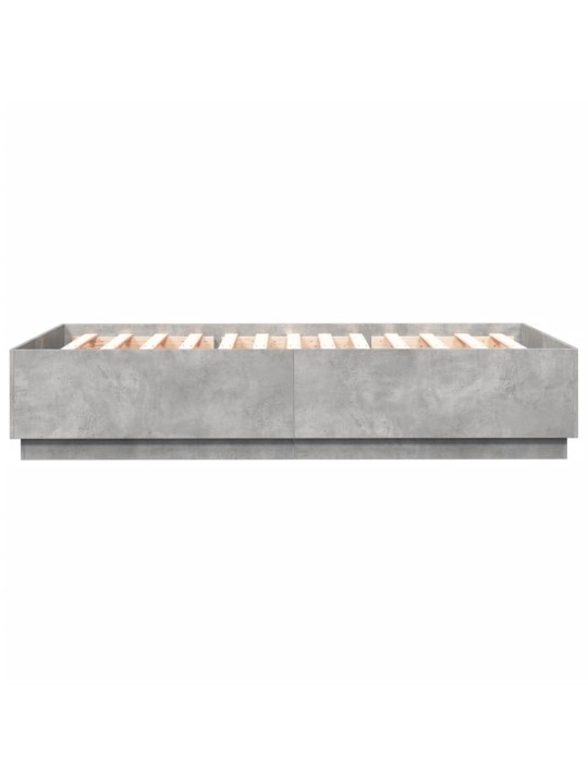 Gultas rāmis ar led, betona pelēks,160x200cm, inženierijas koks