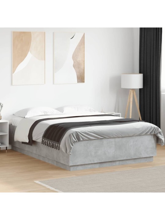 Gultas rāmis ar led, betona pelēks,160x200cm, inženierijas koks