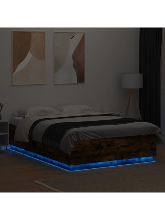 Gultas rāmis ar led, ozola, 160x200 cm, inženierijas koks