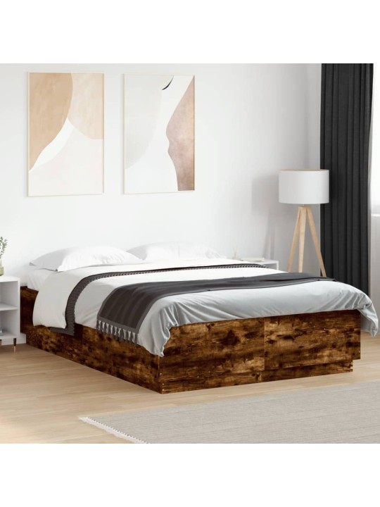 Gultas rāmis ar led, ozola, 160x200 cm, inženierijas koks