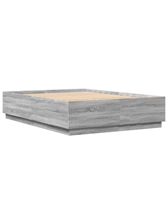 Gultas rāmis ar LED, pelēka ozola, 160x200cm, inženierijas koks