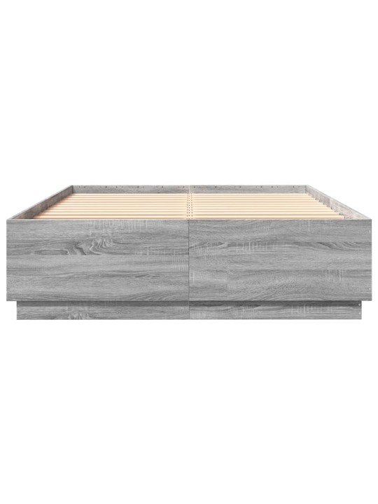 Gultas rāmis ar LED, pelēka ozola, 160x200cm, inženierijas koks