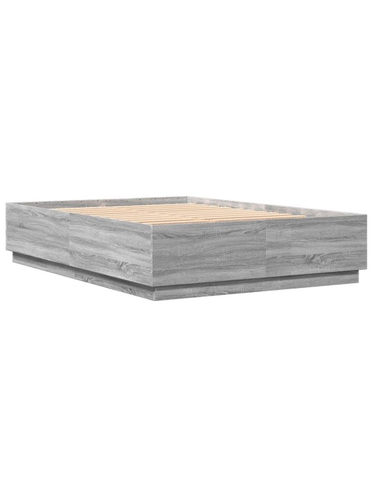 Gultas rāmis ar LED, pelēka ozola, 160x200cm, inženierijas koks