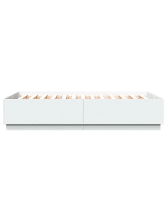 Gultas rāmis ar LED, balts, 150x200 cm, inženierijas koks