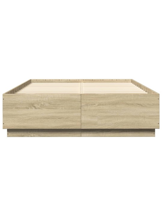 Gultas rāmis ar LED, ozola, 150x200 cm, inženierijas koks