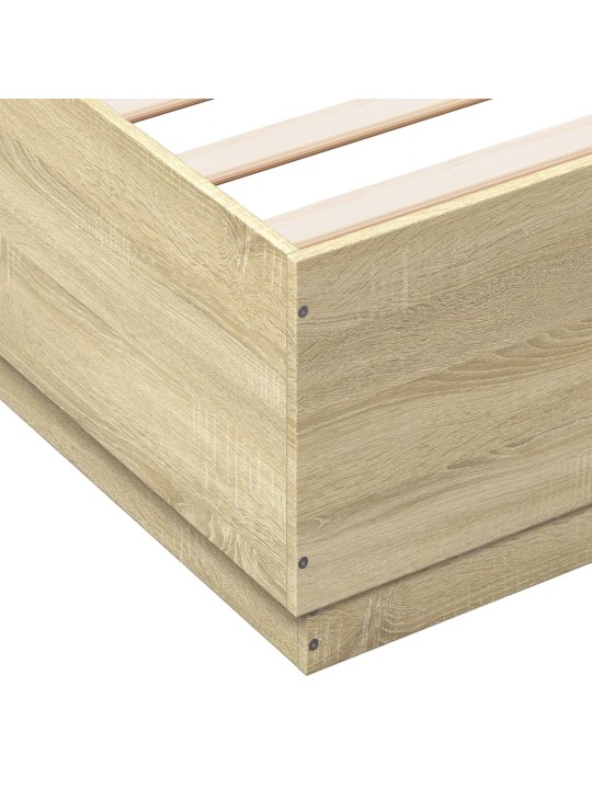 Gultas rāmis ar LED, ozola, 150x200 cm, inženierijas koks