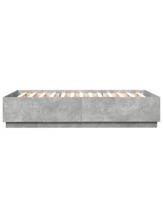 Gultas rāmis ar LED, betona pelēks,150x200cm, inženierijas koks