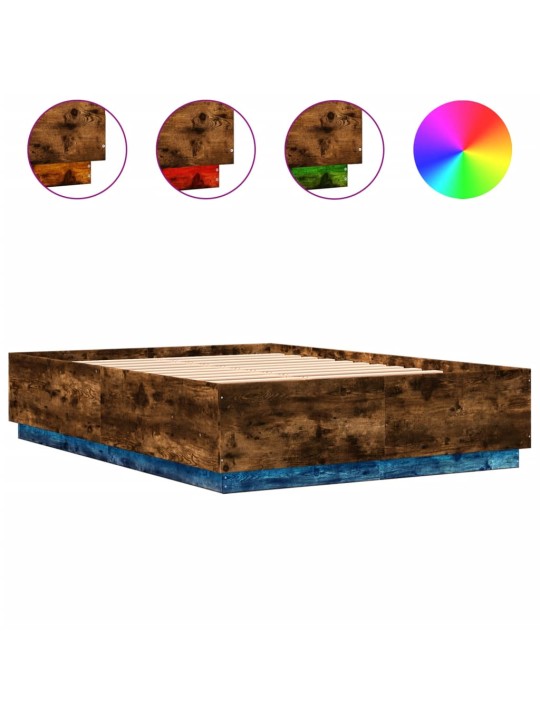 Gultas rāmis ar led, ozola, 150x200 cm, inženierijas koks