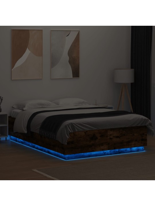 Gultas rāmis ar led, ozola, 150x200 cm, inženierijas koks