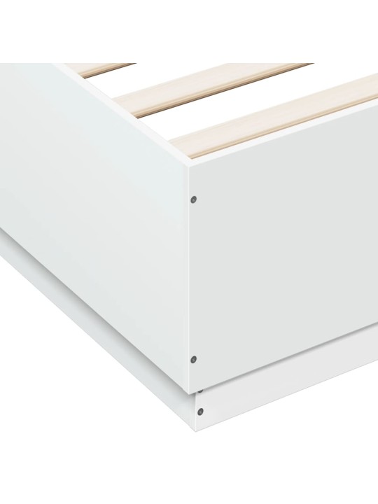Gultas rāmis ar LED, balts, 140x200 cm, inženierijas koks