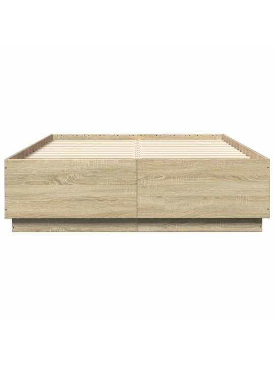 Gultas rāmis ar LED, ozola, 140x200 cm, inženierijas koks