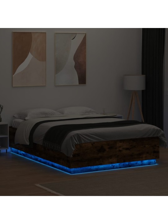 Gultas rāmis ar led, ozola, 140x200 cm, inženierijas koks
