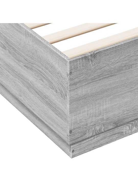 Gultas rāmis ar LED, pelēka ozola, 140x200cm, inženierijas koks