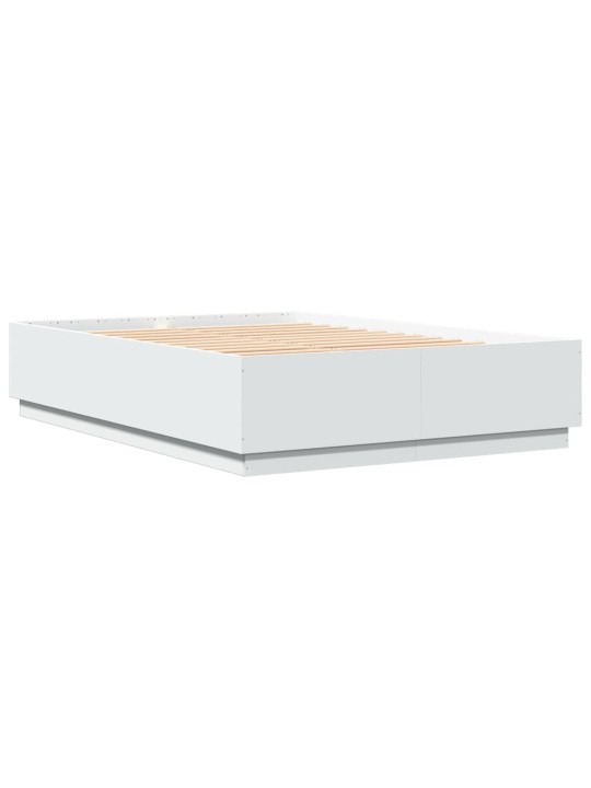 Gultas rāmis ar led, balts, 120x200 cm, inženierijas koks