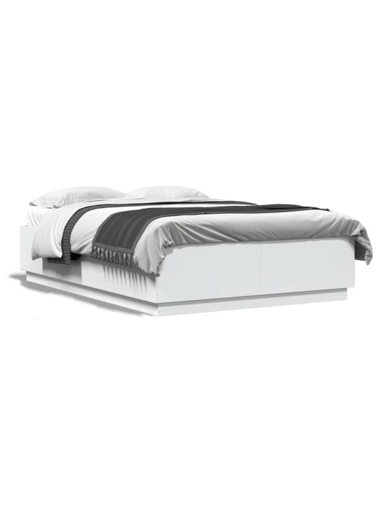 Gultas rāmis ar led, balts, 120x200 cm, inženierijas koks