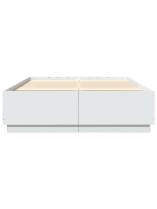 Gultas rāmis ar led, balts, 120x200 cm, inženierijas koks