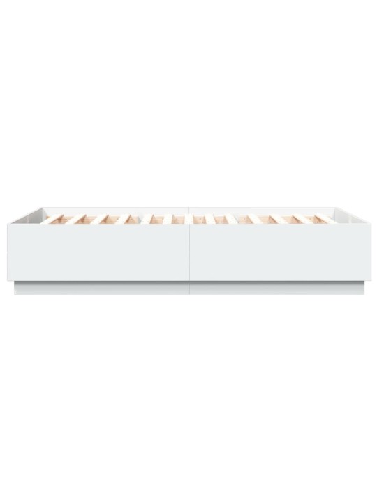 Gultas rāmis ar led, balts, 120x200 cm, inženierijas koks