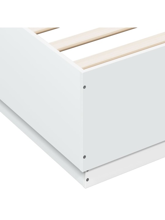 Gultas rāmis ar led, balts, 120x200 cm, inženierijas koks