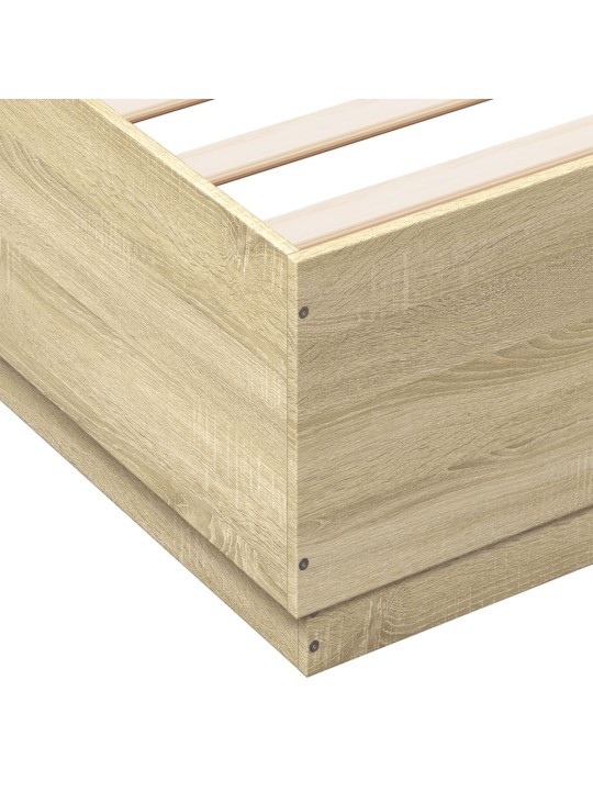 Gultas rāmis ar LED, ozola, 120x200 cm, inženierijas koks