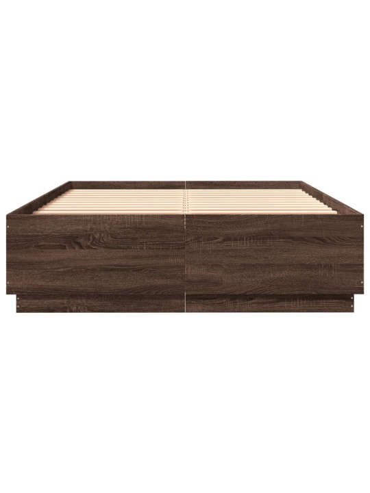 Gultas rāmis ar LED, brūns, 120x200 cm, inženierijas koks