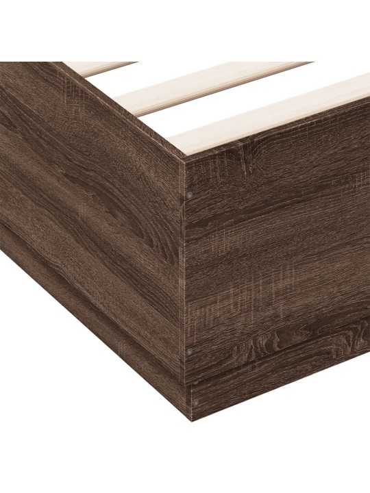 Gultas rāmis ar LED, brūns, 120x200 cm, inženierijas koks