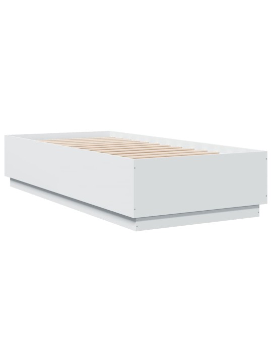 Gultas rāmis ar LED, balts, 100x200 cm, inženierijas koks