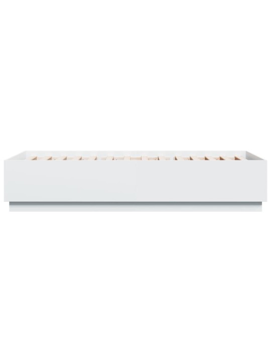 Gultas rāmis ar LED, balts, 100x200 cm, inženierijas koks