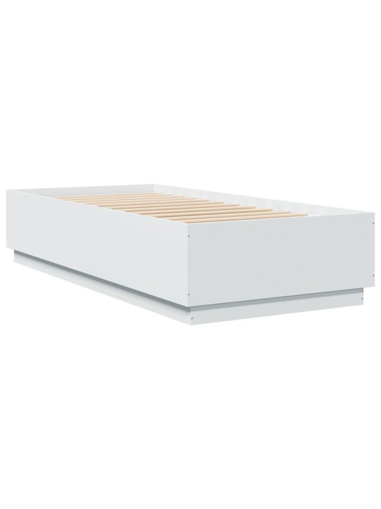 Gultas rāmis ar LED, balts, 100x200 cm, inženierijas koks