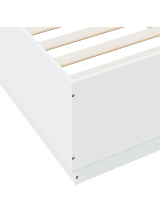 Gultas rāmis ar LED, balts, 100x200 cm, inženierijas koks