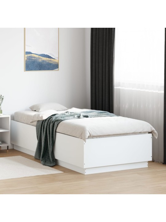 Gultas rāmis ar LED, balts, 100x200 cm, inženierijas koks