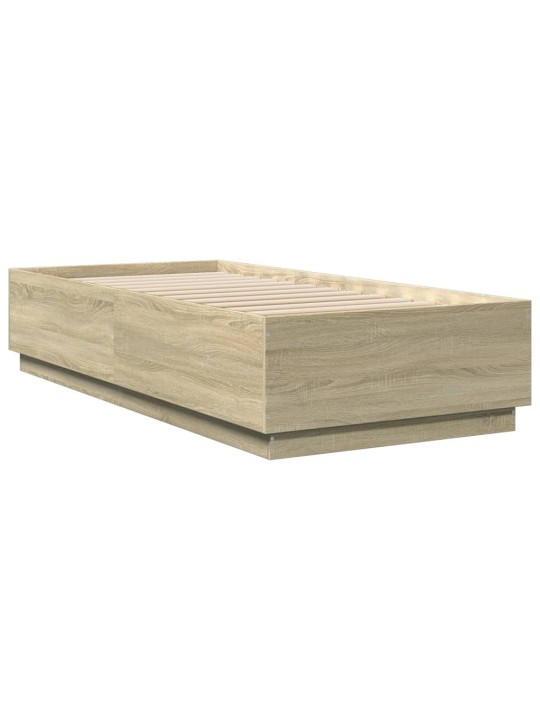 Gultas rāmis ar LED, ozolkoka , 100x200 cm, inženierijas koks
